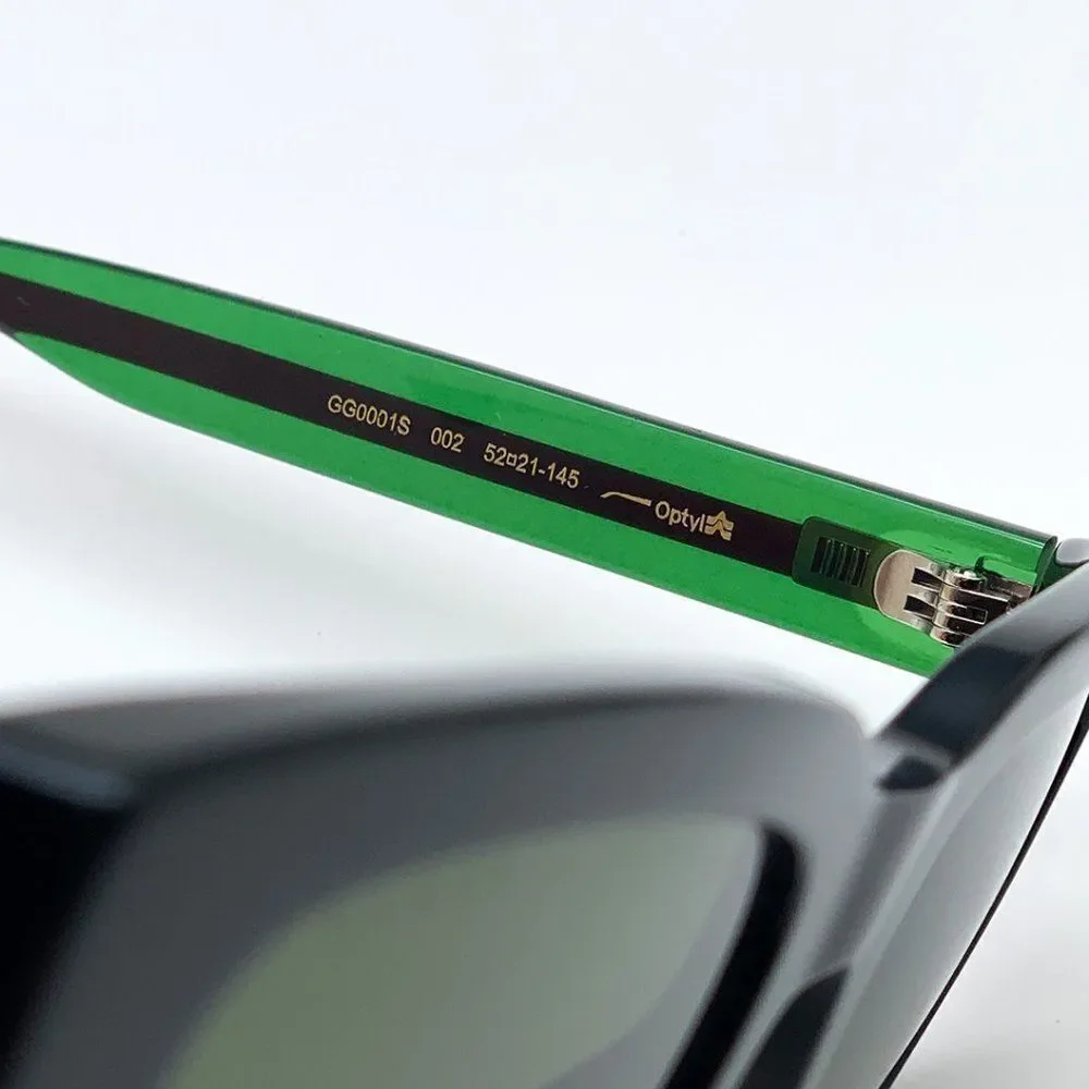 NEW GUCCI GG0001SN 002 Black Green Grey Square Unisex Sunglasses
